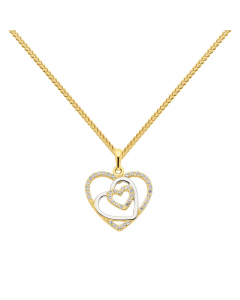 240.95 Anhänger Herz mit Zirkonia mit Kette 1,1 mm 333-8 Karat Gold 904-AN152998-SET Herz Anhänger