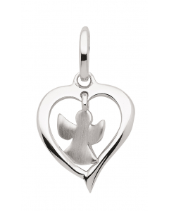 Anhänger Herz mit Engel Kettenanhänger aus Silber - massiv 925 Sterlingsilber