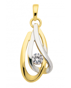 Anhänger aus Gold rhodiniert mit Zirkonia Steinen aus massiv 333 - 8 kt Gelbgold  mit massiver Goldkette