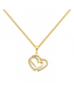 Anhänger Herz mit Zirkonia mit massiver Goldkette 1,1 mm 333-8 Karat Gold Juwelier Qualität