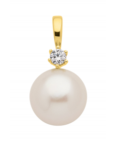 Anhänger mit Zirkonia und Süßwasserzuchtperle mit massiver Goldkette 1,1 mm 333-8 Karat Gold Juwelier Qualität