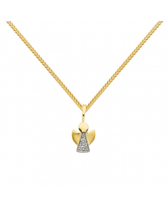 Anhänger Engel mit Zirkonia mit massiver Goldkette 1,1 mm 333-8 Karat Gold Juwelier Qualität