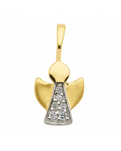 Anhänger Engel mit Zirkonia mit massiver Goldkette 1,1 mm 333-8 Karat Gold Juwelier Qualität