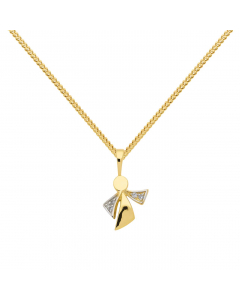 Anhänger Engel mit Zirkonia mit massiver Goldkette 1,1 mm 333-8 Karat Gold Juwelier Qualität