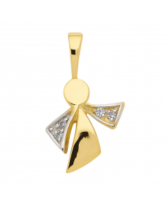 Anhänger Engel mit Zirkonia mit massiver Goldkette 1,1 mm 333-8 Karat Gold Juwelier Qualität