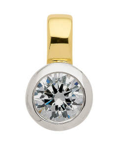 Anhänger aus Gold rhodiniert mit Zirkonia Steinen aus massiv 333 - 8 kt Gelbgold  mit massiver Goldkette