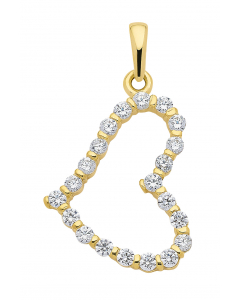 Anhänger Herz aus Gold mit Zirkonia Steinen aus massiv 333 - 8 kt Gelbgold