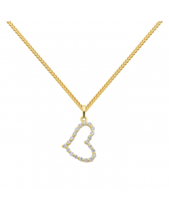 Anhänger Herz mit Zirkonia mit massiver Goldkette 1,1 mm 333-8 Karat Gold Juwelier Qualität