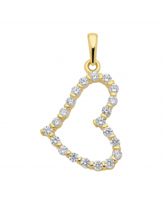 Anhänger Herz mit Zirkonia mit massiver Goldkette 1,1 mm 333-8 Karat Gold Juwelier Qualität
