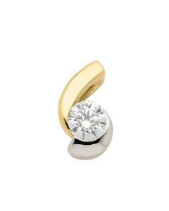 Anhänger aus Gold rhodiniert mit Zirkonia Steinen aus massiv 333 - 8 kt Gelbgold  mit massiver Goldkette