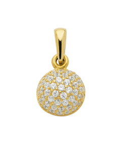 Anhänger aus Gold rhodiniert mit Zirkonia Steinen aus massiv 333 - 8 kt Gelbgold  mit massiver Goldkette