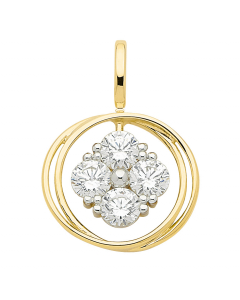 Anhänger aus Gold rhodiniert mit Zirkonia Steinen aus massiv 333 - 8 kt Gelbgold  mit massiver Goldkette