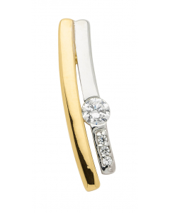 Anhänger aus Gold rhodiniert mit Zirkonia Steinen aus massiv 333 - 8 kt Gelbgold  mit massiver Goldkette