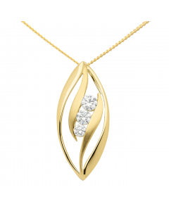 Anhänger aus Gold mit Zirkonia Steinen aus massiv 333 - 8 kt Gelbgold  mit massiver Goldkette