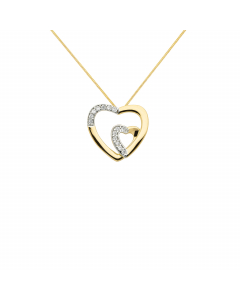 Anhänger Herz aus Gold mit Zirkonia Steinen rhodiniert aus massiv 333 - 8 kt Gelbgold  mit massiver Goldkette