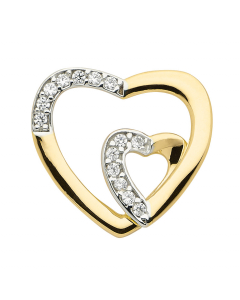 Anhänger Herz aus Gold mit Zirkonia Steinen rhodiniert aus massiv 333 - 8 kt Gelbgold  mit massiver Goldkette