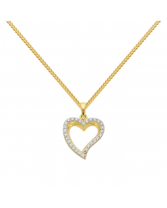 227.95 Anhänger Herz mit Zirkonia mit Kette 1,1 mm 333-8 Karat Gold 904-AN159538-SET Herz Anhänger