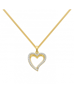 Anhänger Herz mit Zirkonia mit Kette 1,1 mm 333-8 Karat Gold 60 cm