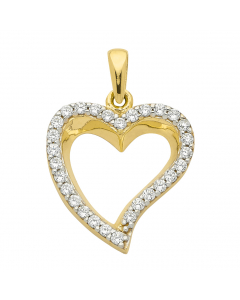 Anhänger Herz mit Zirkonia mit massiver Goldkette 1,1 mm 333-8 Karat Gold Juwelier Qualität