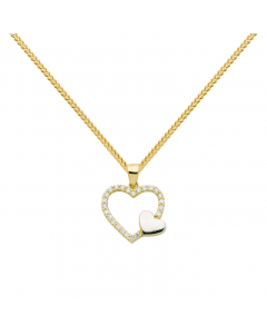 223.95 Anhänger Herz mit Zirkonia mit Kette 1,1 mm 333-8 Karat Gold 904-AN159539-SET Herz Anhänger