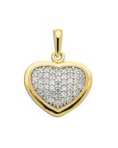 Anhänger Herz aus Gold mit Zirkonia Steinen rhodiniert aus massiv 333 - 8 kt Gelbgold  mit massiver Goldkette