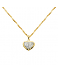 Anhänger Herz mit Zirkonia mit massiver Goldkette 1,1 mm 333-8 Karat Gold Juwelier Qualität