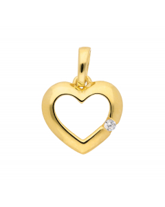 Anhänger Herz mit Zirkonia mit massiver Goldkette 1,1 mm 333-8 Karat Gold Juwelier Qualität