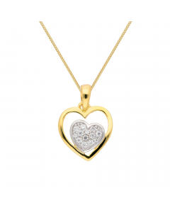 Anhänger Herz mit Zirkonia mit massiver Goldkette 1,1 mm 333-8 Karat Gold Juwelier Qualität