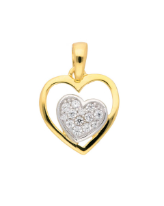 Anhänger Herz mit Zirkonia mit massiver Goldkette 1,1 mm 333-8 Karat Gold Juwelier Qualität