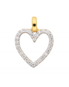 Anhänger Herz mit Zirkonia mit massiver Goldkette 1,1 mm 333-8 Karat Gold Juwelier Qualität