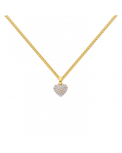 Anhänger Herz mit Zirkonia mit massiver Goldkette 1,1 mm 333-8 Karat Gold Juwelier Qualität