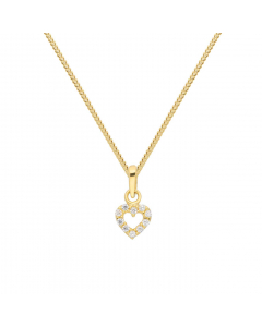 Anhänger Herz mit Zirkonia mit massiver Goldkette 1,1 mm 333-8 Karat Gold Juwelier Qualität