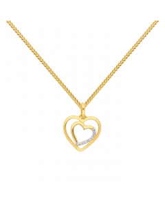 Anhänger Herz mit Zirkonia mit massiver Goldkette 1,1 mm 333-8 Karat Gold Juwelier Qualität