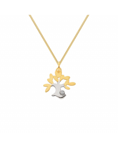 Anhänger Lebensbaum mit Zirkonia mit massiver Goldkette 1,1 mm 333-8 Karat Gold Juwelier Qualität