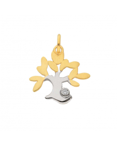 Anhänger Lebensbaum mit Zirkonia mit massiver Goldkette 1,1 mm 333-8 Karat Gold Juwelier Qualität