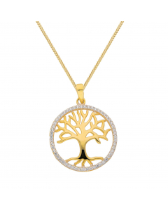 251.95 Anhänger Lebensbaum mit Zirkonia mit massiver Goldkette 1,1 mm 333 904-AN181268-SET Anhänger mit Zirkonia aus Gold
