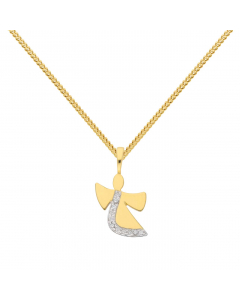 Anhänger Engel mit Zirkonia mit massiver Goldkette 1,1 mm 333-8 Karat Gold Juwelier Qualität