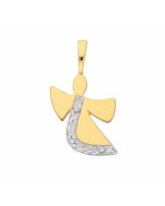 Anhänger Engel mit Zirkonia mit massiver Goldkette 1,1 mm 333-8 Karat Gold Juwelier Qualität