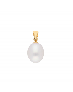 Anhänger mit Süßwasserperle (Zuchtperle) 585 14 Karat Gold mit massiver Goldkette 1,1 mm 585-14 Karat Gold Juwelier Qualität
