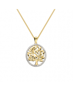 263.95 Anhänger Lebensbaum mit Zirkonia mit Kette 1,1 mm 333 Gold 904-AN187533-SET Goldketten