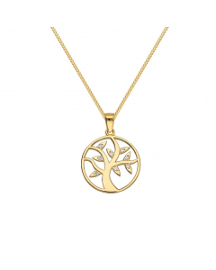 305.95 Anhänger Lebensbaum mit Zirkonia mit Kette 1,1 mm 333 Gold 904-AN187535-SET Goldketten