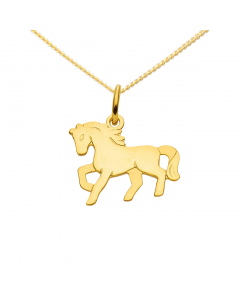Anhänger Pferd Kettenanhänger aus massiv 333 - 8 kt Gelbgold  mit massiver Goldkette
