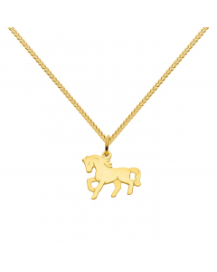 Anhänger Pferd mit massiver Goldkette 1,1 mm 333-8 Karat Gold 50 cm