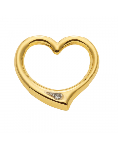 Anhänger Swingheart  Herz mit Diamant aus massiv 585 - 14 kt Gelbgoldt wahlweise mit massiver Goldkette 1,1 mm 333 - 8 Karat Gelbgold - Länge nach Wahl