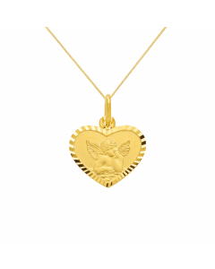 Anhänger Amor Medaille Herz Kettenanhänger aus massiv 333 - 8 kt Gelbgold  mit massiver Goldkette
