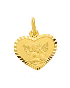 Anhänger Amor Medaille Herz Kettenanhänger aus massiv 333 - 8 kt Gelbgold  mit massiver Goldkette