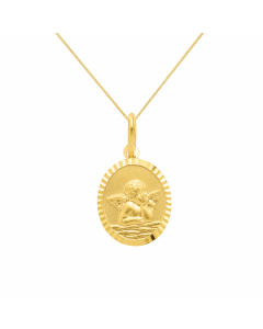 Anhänger Medaille Amor 333 - 8 kt Gelbgold  mit massiver Goldkette