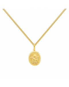 Anhänger Medaille Amor Engel mit massiver Goldkette 1,1 mm 333-8 Karat Gold Juwelier Qualität