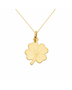 Anhänger  Kleeblatt 585 - 14 kt Gelbgold  wahlweise mit massiver Goldkette 1,1 mm 333 - 8 Karat Gelbgold - Länge nach Wahl