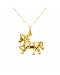 Anhänger Pferd Kettenanhänger aus massiv 333 - 8 kt Gelbgold  mit massiver Goldkette